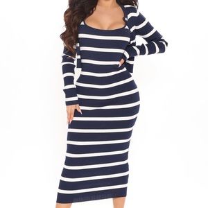Stripe sweater dress set